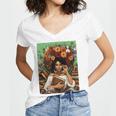 History Month Black Afro Girl Women Book Lovers Floral Women's Jersey Short Sleeve Deep V-Neck Tshirt History Month Black Afro Girl Women Book Lovers Floral Women's Jersey Short Sleeve Deep V-Neck Tshirt