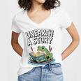 Unearth a Story Frog Reading a Book Summer 2026 Premium Tri-Blend Women's Jersey Short Sleeve Deep V-Neck Tshirt