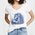 Unicorn Reading For Book Lovers Readers Women's Jersey Short Sleeve Deep V-Neck Tshirt Unicorn Reading For Book Lovers Readers Women's Jersey Short Sleeve Deep V-Neck Tshirt