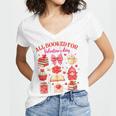 Valentines Reading Book Lover All Booked For Valentine's Day Women's Jersey Short Sleeve Deep V-Neck Tshirt Valentines Reading Book Lover All Booked For Valentine's Day Women's Jersey Short Sleeve Deep V-Neck Tshirt