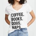 Vintage Coffee Books Dogs Naps Retro Women's Jersey Short Sleeve Deep V-Neck Tshirt Vintage Coffee Books Dogs Naps Retro Women's Jersey Short Sleeve Deep V-Neck Tshirt