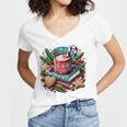 Vintage Cozy Winter Hot Cocoa Books Gingerbread Book Lovers Women's Jersey Short Sleeve Deep V-Neck Tshirt Vintage Cozy Winter Hot Cocoa Books Gingerbread Book Lovers Women's Jersey Short Sleeve Deep V-Neck Tshirt