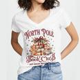 Vintage Retro North Pole Book Club Hot Cocoa Women's Jersey Short Sleeve Deep V-Neck Tshirt Vintage Retro North Pole Book Club Hot Cocoa Women's Jersey Short Sleeve Deep V-Neck Tshirt