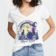 Vintage Sexy Witch Spooky Readers Book Lover Club Halloween Women's Jersey Short Sleeve Deep V-Neck Tshirt
