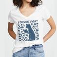 I Do What I Want Cat Reading Book Boho Flowers Vintage Women's Jersey Short Sleeve Deep V-Neck Tshirt I Do What I Want Cat Reading Book Boho Flowers Vintage Women's Jersey Short Sleeve Deep V-Neck Tshirt