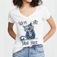 We'Re All Mad Here Cheshire Cat Alice Wonderland Book Kids Women's Jersey Short Sleeve Deep V-Neck Tshirt
