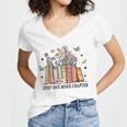 Wildflower Floral Book Just One More Chapter Women's Jersey Short Sleeve Deep V-Neck Tshirt