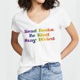 Women's Read Books Be Kind Stay Weird Book Lover Rainbow Women's Jersey Short Sleeve Deep V-Neck Tshirt Women's Read Books Be Kind Stay Weird Book Lover Rainbow Women's Jersey Short Sleeve Deep V-Neck Tshirt