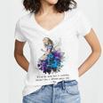 Women's Vintage Book Quote It’s No Use Going Back To Yesterday Women's Jersey Short Sleeve Deep V-Neck Tshirt