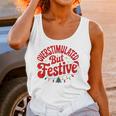 Overstimulated But Festive – Christmas Introvert Humor Unisex Tank Top