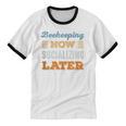Beekeeping Now Minimal Socializing Introvert Vintage Unisex Cotton Ringer T-Shirt