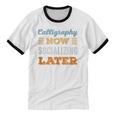 Calligraphy Now Minimal Socializing Introvert Vintage Unisex Cotton Ringer T-Shirt Calligraphy Now Minimal Socializing Introvert Vintage Unisex Cotton Ringer T-Shirt