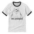 Ew People Introvert Sayings Sarcastic Cat Quote Unisex Cotton Ringer T-Shirt
