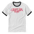 Introvert Valentines Day I Want You I Just Can't Flirt Unisex Cotton Ringer T-Shirt Introvert Valentines Day I Want You I Just Can't Flirt Unisex Cotton Ringer T-Shirt