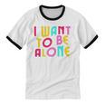Introvert I Want To Be Alone Retro Wavy Unisex Cotton Ringer T-Shirt Introvert I Want To Be Alone Retro Wavy Unisex Cotton Ringer T-Shirt