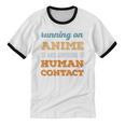 Running On Anime Social Introvert Humor Vintage Unisex Cotton Ringer T-Shirt