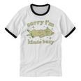 Sorry I'm Kinda Busy Lazy Cat Sarcastic Sayings Introvert Men Women Unisex Cotton Ringer T-Shirt