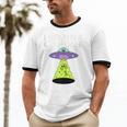 I Wanna Go Home Introvert UFO UAP Flying Saucer Trippy Alien Unisex Cotton Ringer T-Shirt