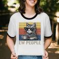 Ew People Introvert Cat Lover Crazy Vintage Cat Lady Unisex Cotton Ringer T-Shirt
