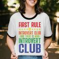 First Rule Of Introvert Club Is There Is No Introvert Club Raglan Baseball Tee Unisex Cotton Ringer T-Shirt