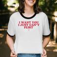 Introvert Valentines Day I Want You I Just Can't Flirt Unisex Cotton Ringer T-Shirt