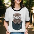 Pocket Otter Lover Introvert Cute Animal Fun Surprise Unisex Cotton Ringer T-Shirt Pocket Otter Lover Introvert Cute Animal Fun Surprise Unisex Cotton Ringer T-Shirt