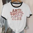 Anti Social Moms Club On Back Retro Introvert Unsociable Unisex Cotton Ringer T-Shirt