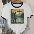 Bigfoot Sasquatch Alien Spaceship UFO Introvert Bruh Unisex Cotton Ringer T-Shirt
