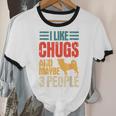 Chug Dog Retro Vintage Pughuahua Owner Fur Parent Introvert Unisex Cotton Ringer T-Shirt
