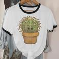 Cute Golden Barrel Cactus Introvert Distressed Unisex Cotton Ringer T-Shirt