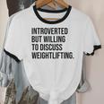 Introverted Weightlifter Gym Weightlifting Introvert Unisex Cotton Ringer T-Shirt