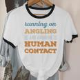 Running On Angling Social Introvert Humor Vintage Unisex Cotton Ringer T-Shirt