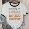 Running On Cinema Social Introvert Humor Vintage Unisex Cotton Ringer T-Shirt