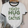 Sassy Saying Go Hug Cactus Introverts Sassy Quote No Hugs Unisex Cotton Ringer T-Shirt