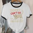 Sorry I Can't Go I'm An Indoor Cat Introvert Cat Owner Unisex Cotton Ringer T-Shirt Sorry I Can't Go I'm An Indoor Cat Introvert Cat Owner Unisex Cotton Ringer T-Shirt