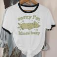 Sorry I'm Kinda Busy Lazy Cat Sarcastic Sayings Introvert Men Women Unisex Cotton Ringer T-Shirt