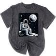 Aesthetic Spaceman Astronaut On The Moon Space Introvert Mineral Wash Tshirts Mineral Black