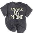 Answer My Phone I Introvert Mineral Wash Tshirts Mineral Black