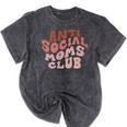 Anti Social Moms Club On Back Retro Introvert Unsociable Mineral Wash Tshirts Mineral Black