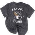 Antisocial Introvert Cat Coffee Sarcastic Attitudes Graphic Mineral Wash Tshirts Mineral Black