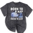 Born To Nap Forced To Exist Lazy Skeleton Couch Introverts Mineral Wash Tshirts Mineral Black