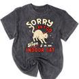 Cat Lover Sorry Cant Go Im An Indoor Introvert Cat Mom Mineral Wash Tshirts Mineral Black