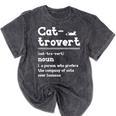 Cat-Trovert Definition Cat Introvert Pet Lover Mineral Wash Tshirts Mineral Black