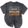 Cross-Stitching Now Minimal Socializing Introvert Vintage Mineral Wash Tshirts Mineral Black