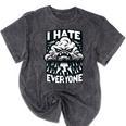 I Hate Everyone Introvert Anti-Social Dark Humor Mineral Wash Tshirts Mineral Black