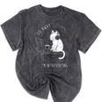 Introvert Cat With Coffee On Computer Antisocial Emo Goth Mineral Wash Tshirts Mineral Black