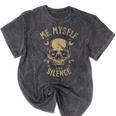 Introvert Relaxation Me Myself And Silence Skull Mechanic Mineral Wash Tshirts Mineral Black