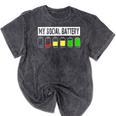 Introvert My Social Battery Low Level Graphic Mineral Wash Tshirts Mineral Black
