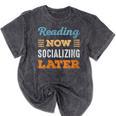 Reading Now Minimal Socializing Introvert Vintage Mineral Wash Tshirts Mineral Black