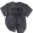 Retro Anti Social WICKED COLLEGE Introvert Stay Away From Me Mineral Wash Tshirts Mineral Black